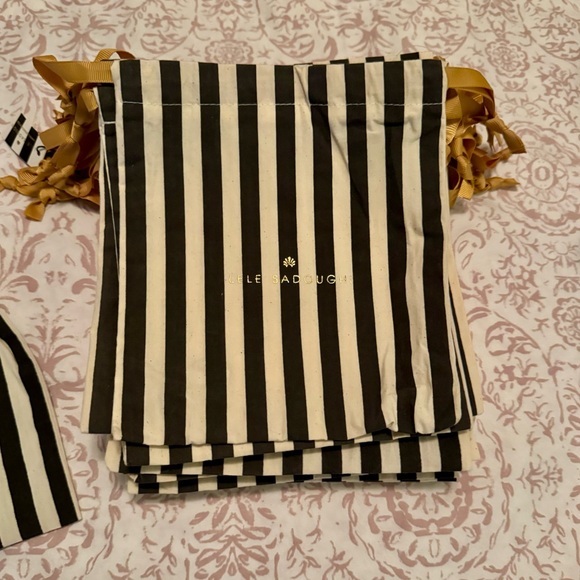22 + 1 small Lele Sadoughi Black and White Striped Drawstring Bags - Picture 2 of 3